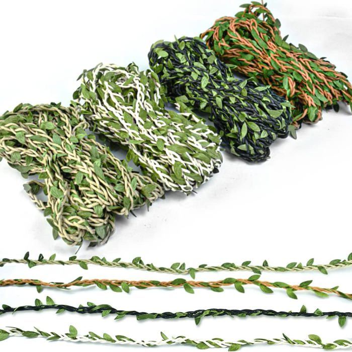 2 Rouleaux Vignes Artificielles 40m - Ruban Feuilles Vertes Lierre Guirlande Déco