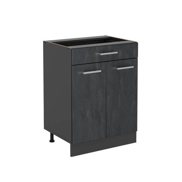 Meuble cuisine R-Line 60cm avec tiroir sans PT Béton noir/Anthracite Vicco 47474