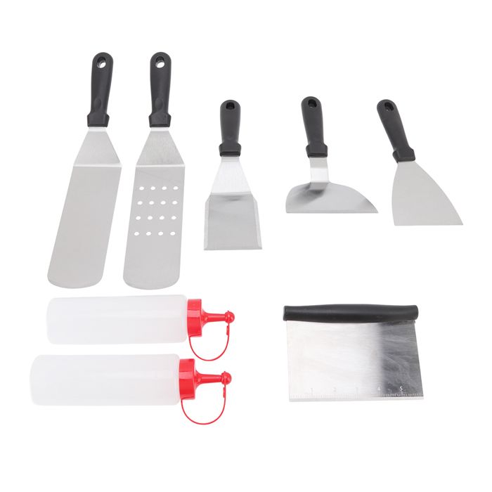 Spatule pour plancha - YYV - Ensemble 6 pièces - Acier inoxydable - Poignée ergonomique - Couleurs multiples