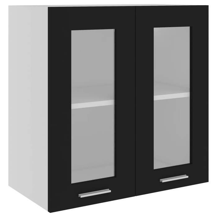 Armoire en verre suspendue Meuble haut cuisine Noir 60x31x60cm Bois dingénierie 9187187 FrenchDays
