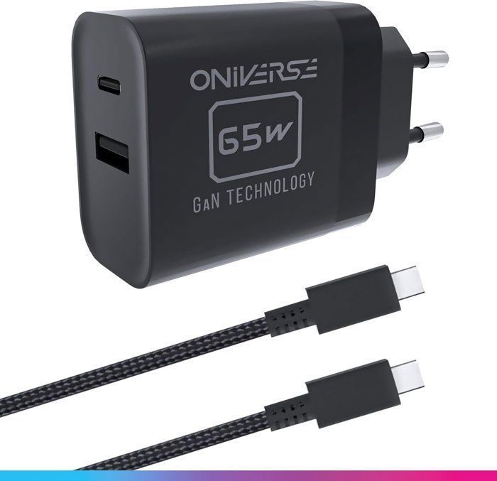 Adaptateur AC Oniverse Double port USB C & USB A Chargeur Switch 2 Switch OLED Lite PC Steam Deck Android 1.5m