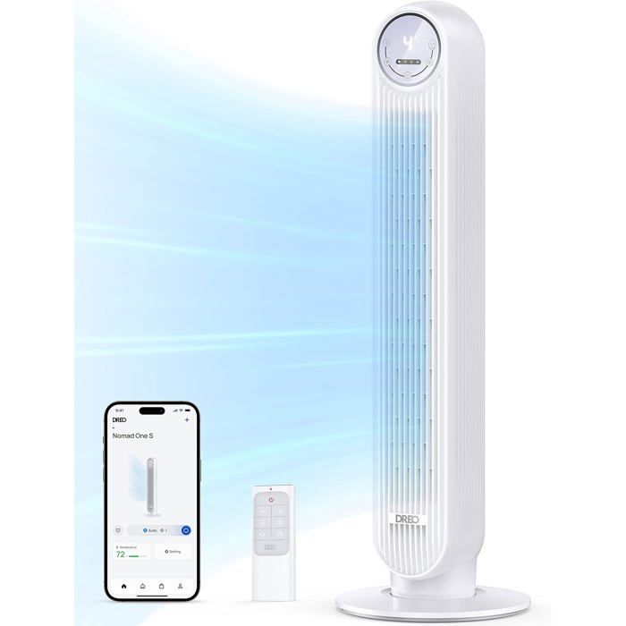 Ventilateur Tour Intelligent Avec Fonction Wifi Ventilateur Silencieux Avec Contrôle Vocal Et Télécommande Oscillation À 90° 4 M - Laroy Duvo
