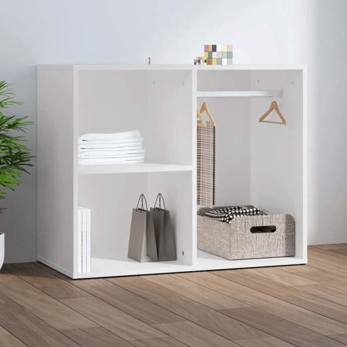 Clarence* Armoire de dressingMeuble de Rangement - SOLOMON - Blanc 80x40x65 cm Bois dingénierie &Europ1971325