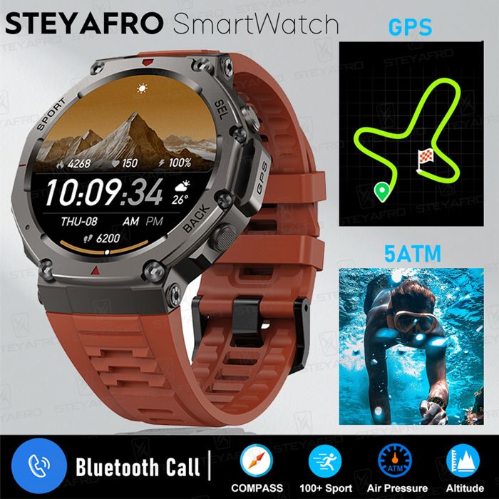 2025 GPS étanche montre intelligente 1.46 HD AMOLED intégré 6 fréquence Satellite Sports de plein air Fitness Smartwatch