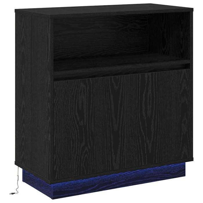 YUN@Buffet Bas Bahut Armoire Commode Sidebord avec LED chêne noir 71x34 5x75 cm en - bois dingénierie @986@