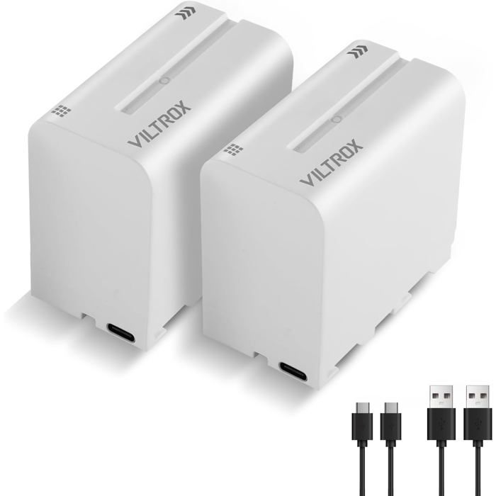Lot De 2 Batteries NP-F550 VILTROX - Remplacement Pour Sony, 2200mAh, 7.6V