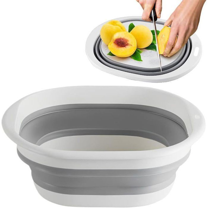 ZEPIQOR Bassine Rétractable, bassine plastique, seau pliable, Grise et