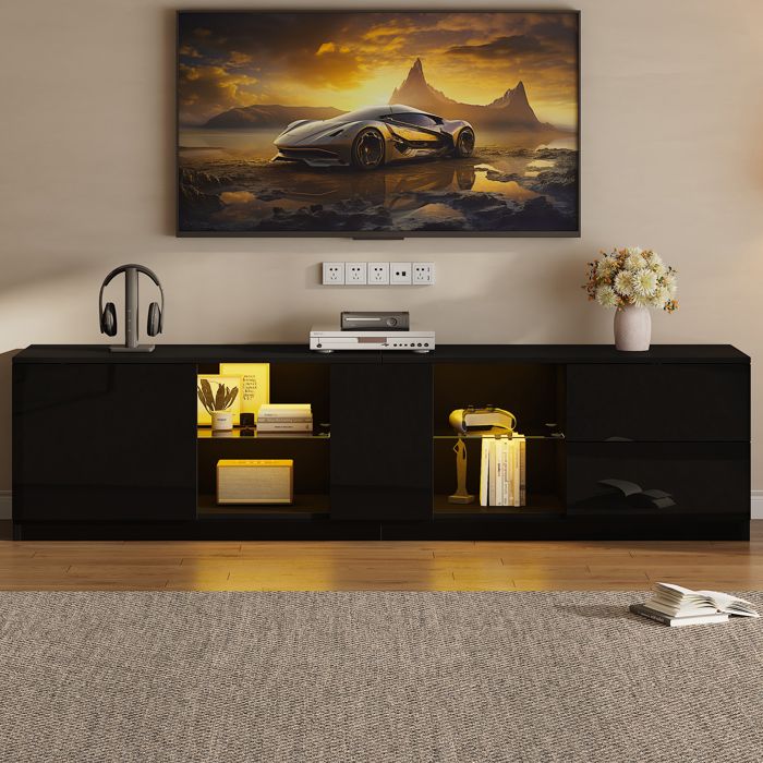 Vidaxl meuble tv avec lumières led blanc 120x30x36 cm