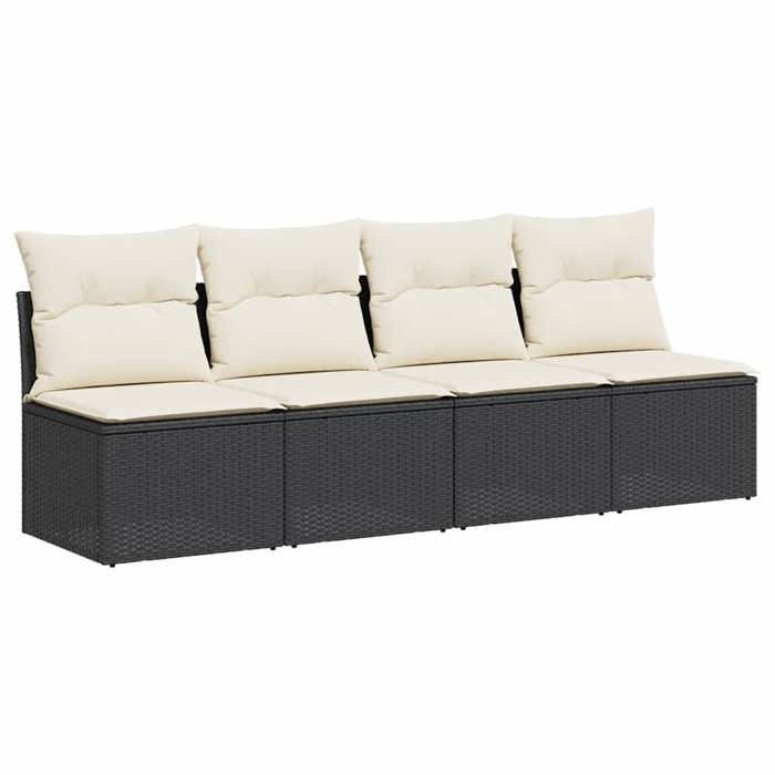 SALE 2026Canapé de jardin - Salon de jardin - facile à nettoyer - avec coussins 4 places noir - Résine tressée 220x62x69cm 28.2 Kg