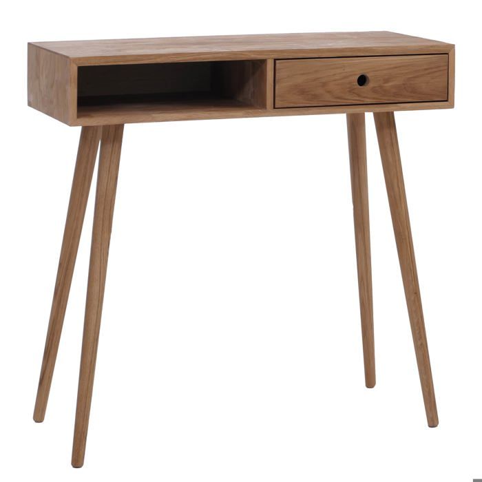Table console - DÉCOSHOP26 - 04_0008821 - Chêne massif - 1 tiroir & rangement ouvert - 80x80x34 cm Table console - DÉCOSHOP26 - 04_0008821 - Chêne massif - 1 tiroir & rangement ouvert - 80x80x34 cm