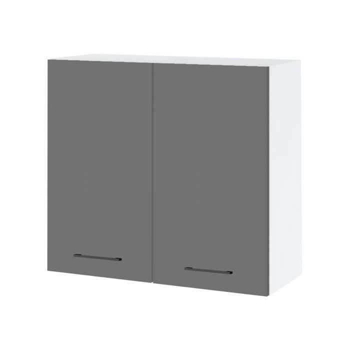 Meuble haut de cuisine Lovia Gris Mat 2 portes L 80 cm - Cuisineandcie Meuble haut de cuisine Lovia Gris Mat 2 portes L 80 cm - Cuisineandcie