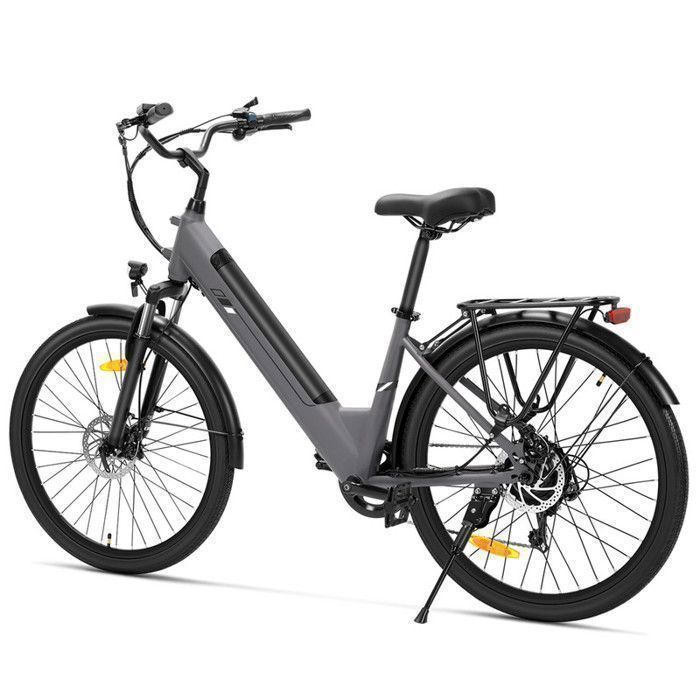 Touroll J2 ST Vélo Électrique - Cadre Passthrough - Batterie 5616 Wh - Autonomie 100 km - Transmission Shimano 7 Vitesses - Gris