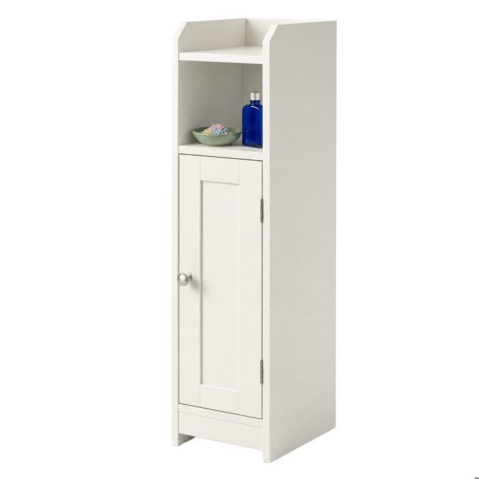 Relaxdays Armoire de salle de bain étroite 5 compartiments 80×18×20 cm fermeture magnétique style champêtre blanc