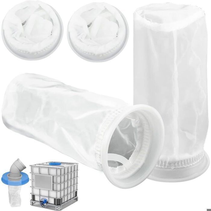 Lot de 4 filtres IBC en nylon – Pour réservoirs deau de pluie 1000 litres – Raccord fileté pour cuve – Lavables et SANPIE
