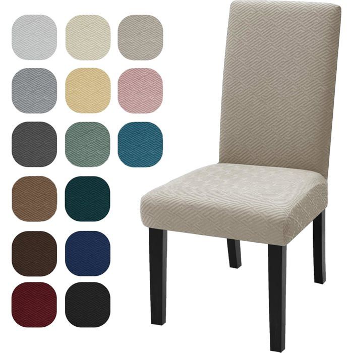 Housse De Chaise 4 Pièces Extensible Housse Chaise Salle A Manger Amovible Lavable pour Protéger Pavec Bande Élastique Kaki