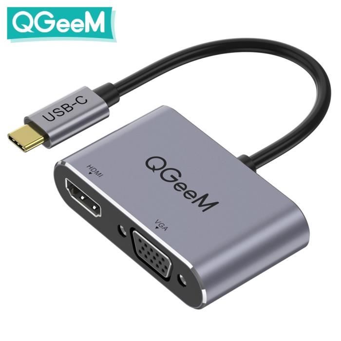 USBC HDMI VGA Adaptateur QGeeM USB C HDMI VGA pour ordinateurs