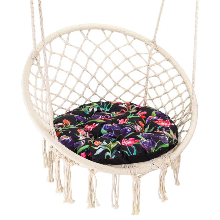 Coussin Rond Épais Pour Chaise Papasan Ou Suspendue - Imperméable, 110 X 110 Cm, Gris Foncé