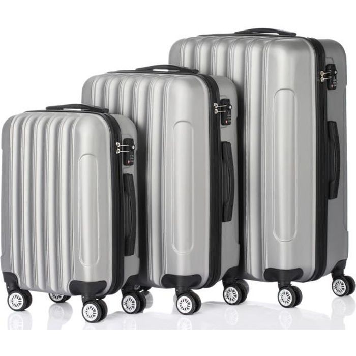 Set de 3 Valises Rigides-4 Roues Pivotantes à 360°- Avec Serrure à ...