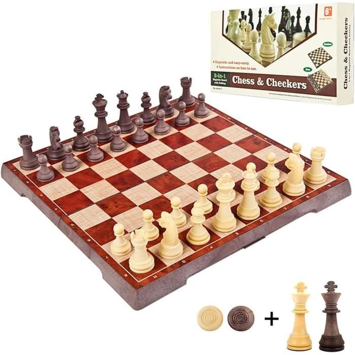 Jeu De Dames Magnétique 3 En 1 Jeu D'Échecs De Voyage International En