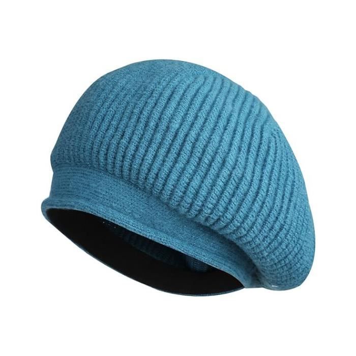 Chapeau dhiver pour femme chapeau de peintre mode béret en tricot casquette élasticité vintage décoration de vêtement quotidien