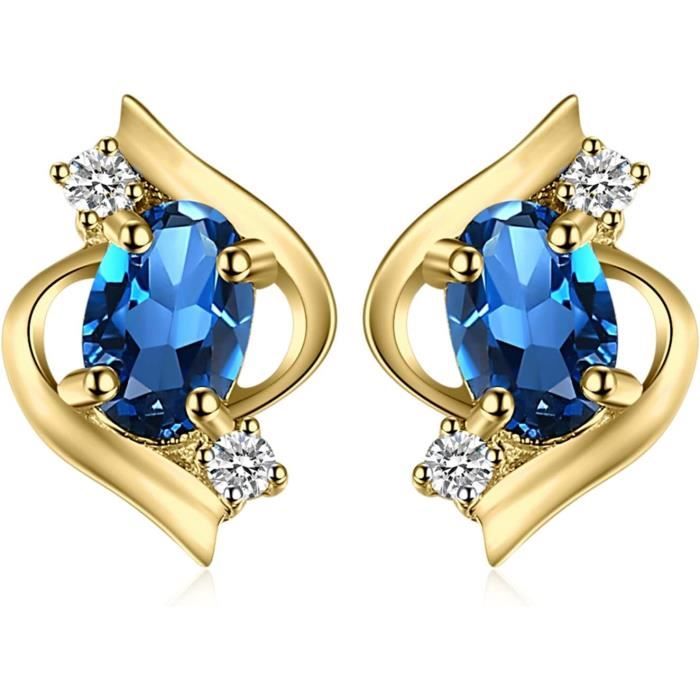 Boucles d’oreilles élégantes avec cristaux bleus en or main image 0