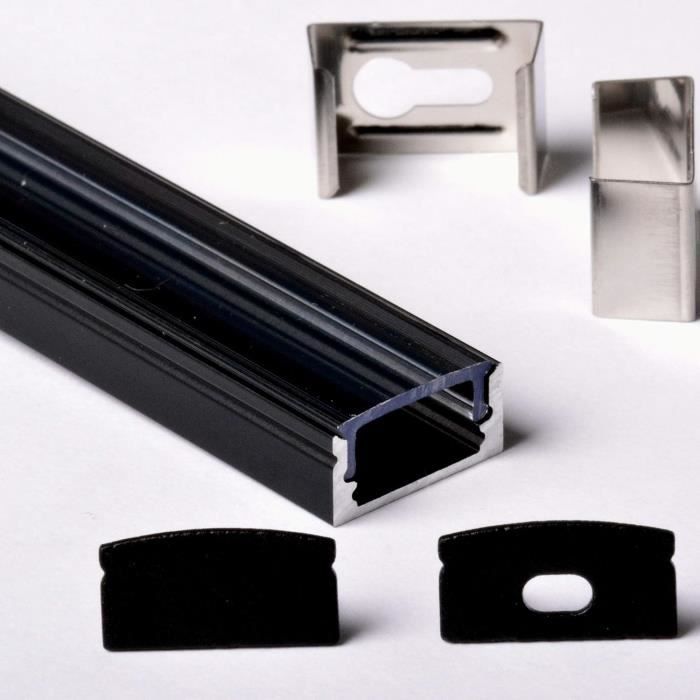 Profilé Aluminium 3m Pour Bandes LED - Couvercle Blanc Opaque 17x8mm (Kit Complet)