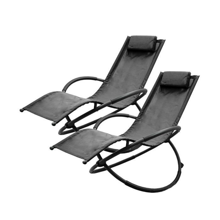 Lot de 2 transats de jardin + transat de balcon en tissu