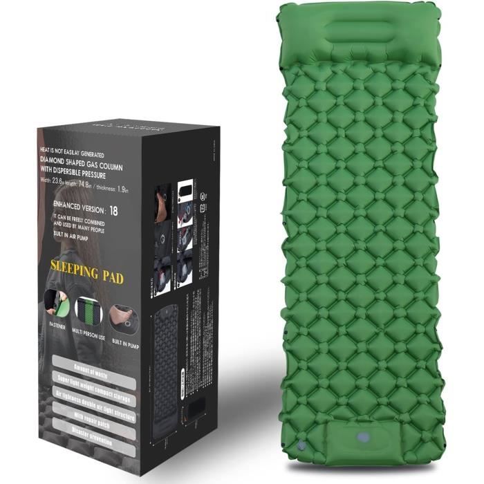 Matelas Camping Gonflable - Non spécifié - Vert - Imperméable - Ultraléger - Avec Pompe à Pied