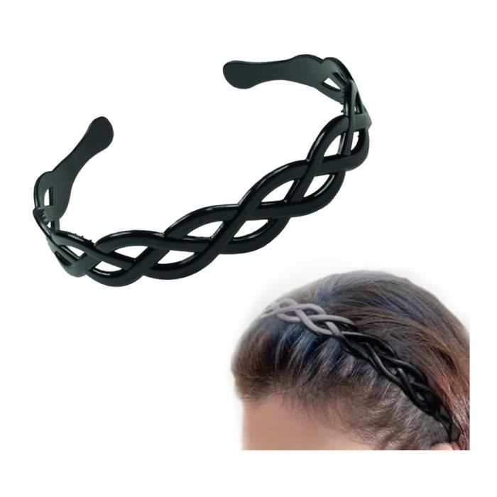 1Pcs Bandeaux En Bandeaux Antidérapant Élastique Ondulés Sport Unisexe Serre Tete Accessoires pour Femmes et Hommes (Noir)-wj