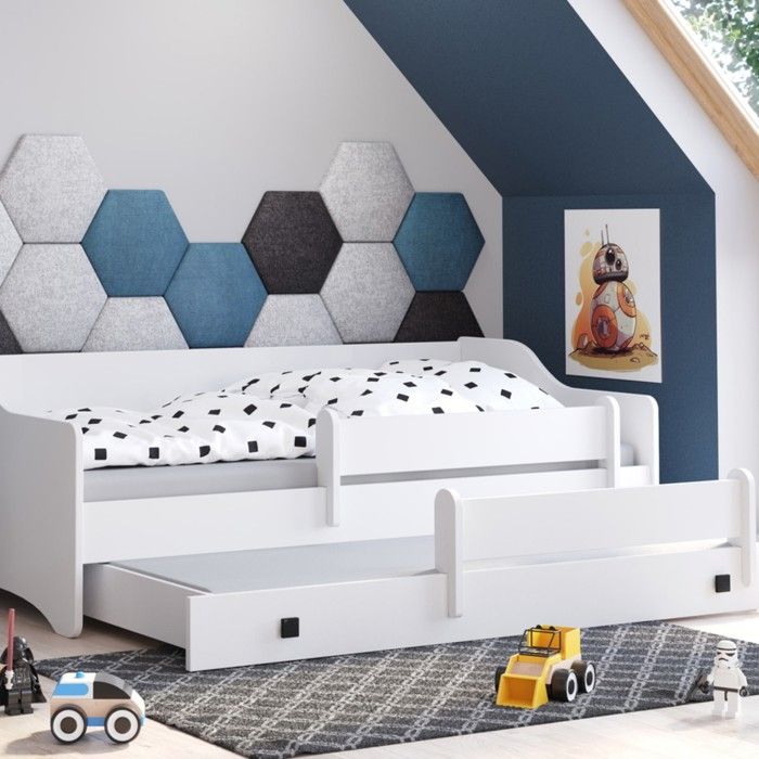 Lit gigogne double enfants eryk 80x160 avec 2 matelas 2 sommiers blanc