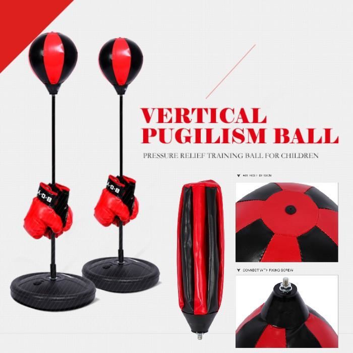 Rui DA® Set Sac de Frappe Boxe - Punching Ball Pour Enfants- Avec Gants de Boxe et Pompe +Base 70cm ~ 105cm