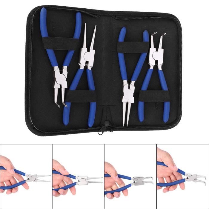 plié et tout droit TE039 externe 4pc ensemble pince à circlips 7" interne 