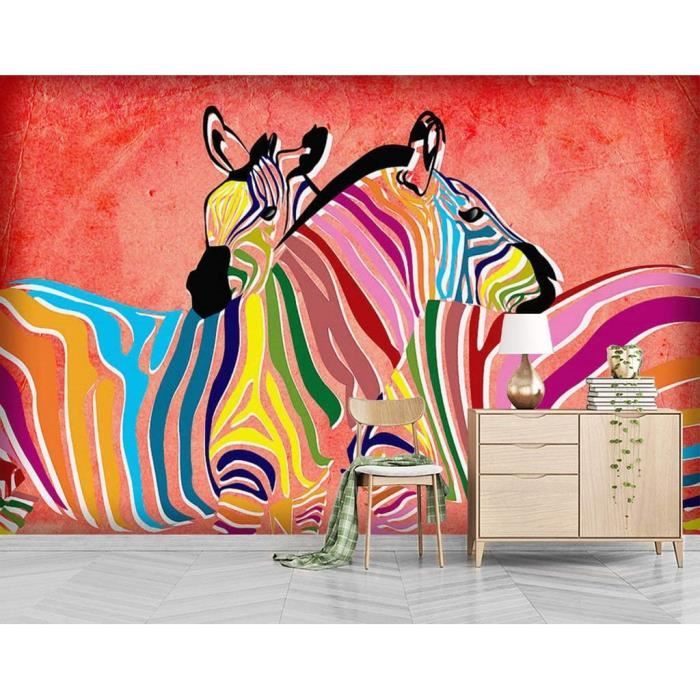 3D Zèbre Couleur WGA338 Fond d'écran Mur Peintures Murales Amovible Murale  | Auto-adhésif 【123