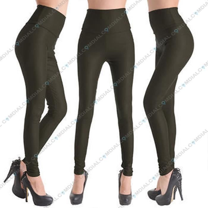 Legging simili cuir vert clearance