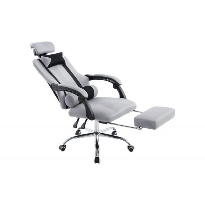 Fauteuil De Bureau Ergonomique Avec Repose Pieds Extensible Appui Tete Gris Bur10092 Achat Vente Chaise De Bureau Cdiscount
