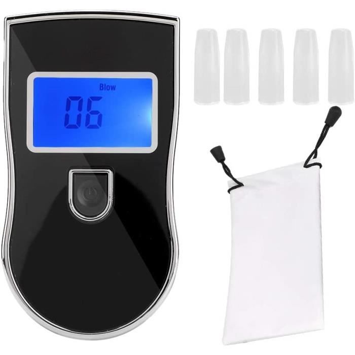 Détecteur D'Alcool Soufflant Portable - Testeur Alcootest Haute Précision Avec 5 Embouts, Affichage LCD