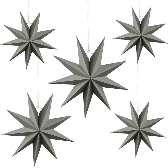 CDEtoile Papier à Suspendre, 5 Pcs Etoile Noel Noir Papier Suspendre