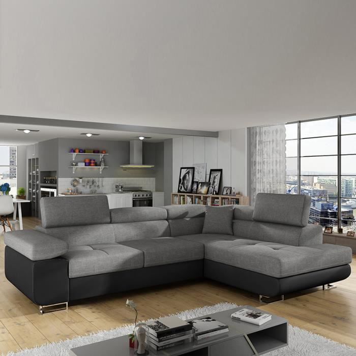 canape d angle convertible avec coffre willis 3 meridienne a droite vue de face cdiscount maison