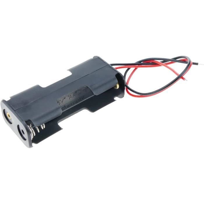 BeMatik Compartiment à Piles Allongé Pour 4 AA 1.5V LR6 - Porte Piles 6V Avec Câble