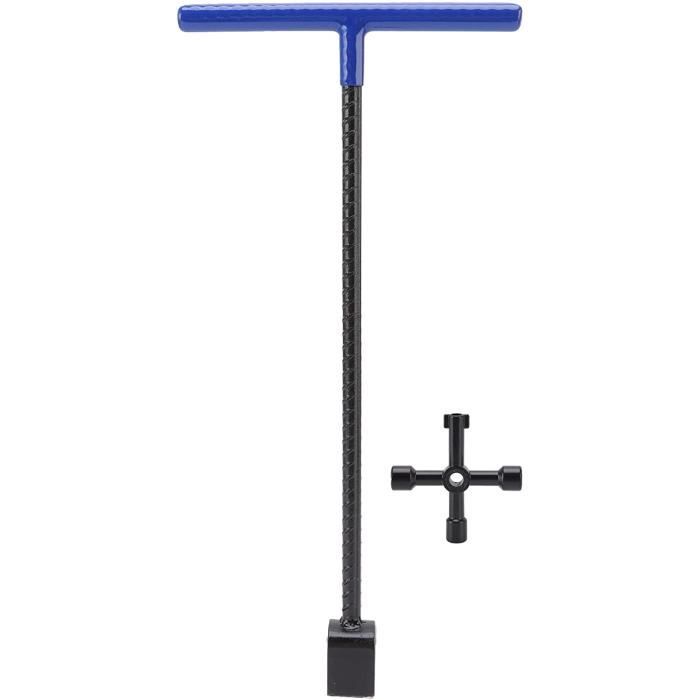Clé Compteur D'Eau T 17 Pouces Bleu – Outil Multifonction CRV Acier, Poignée Ergonomique Antidérapante Pour Vannes Arrêt Eau, Égouts, Électricité