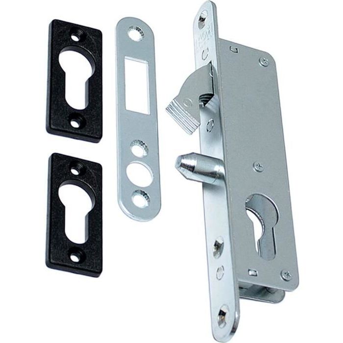 Serrure à Crochet Encastrée KeyMet 72/40 – Pour Porte Coulissante, Portail – Argent