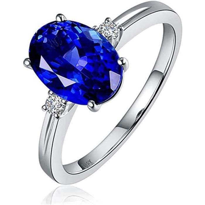 Bague Femme Argent 925 Saphir Bleu Opale - LetsBuySilver - Taille 51 - Tailles 50-64 - Boîte Cadeau
