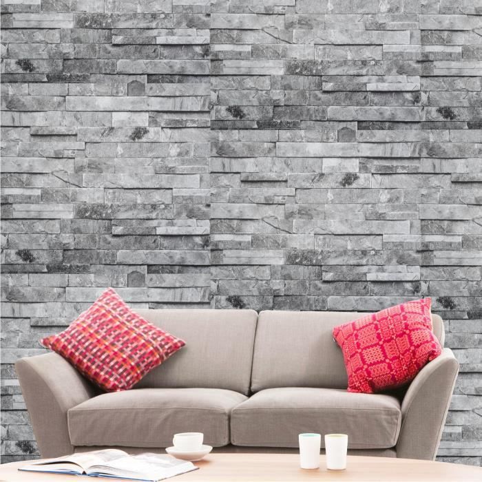 Papier Peint Effet Briques 3d Pierre Grises 10 X 0 53 M Achat
