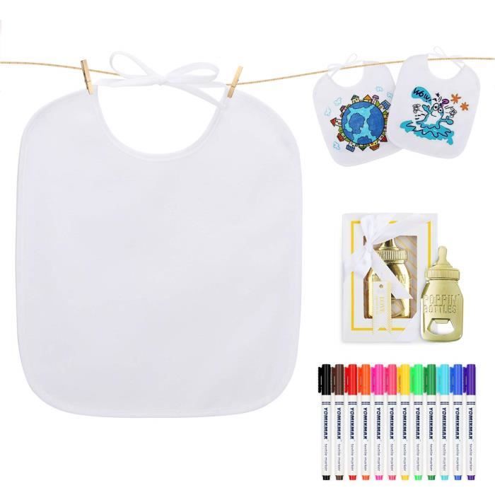 Lenbest 12pcs Bavoir Pour Bebe Blanc La Peinture Bavoir Bebe Bandana 12 Marqueurs Textile Et 1 Decapsuleur Bavoirs Impermeable Cdiscount Puericulture Eveil Bebe