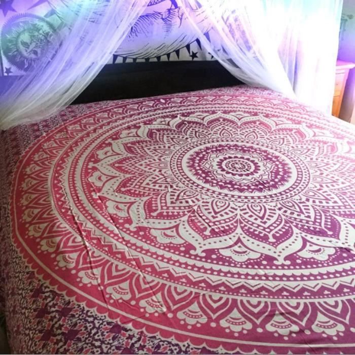 DÉCOCO Tapisserie Murale Bohème 150x170cm - Mandala Fleuri - Décor Hippie Chic - 100% Polyester - Pour Chambre/Salon