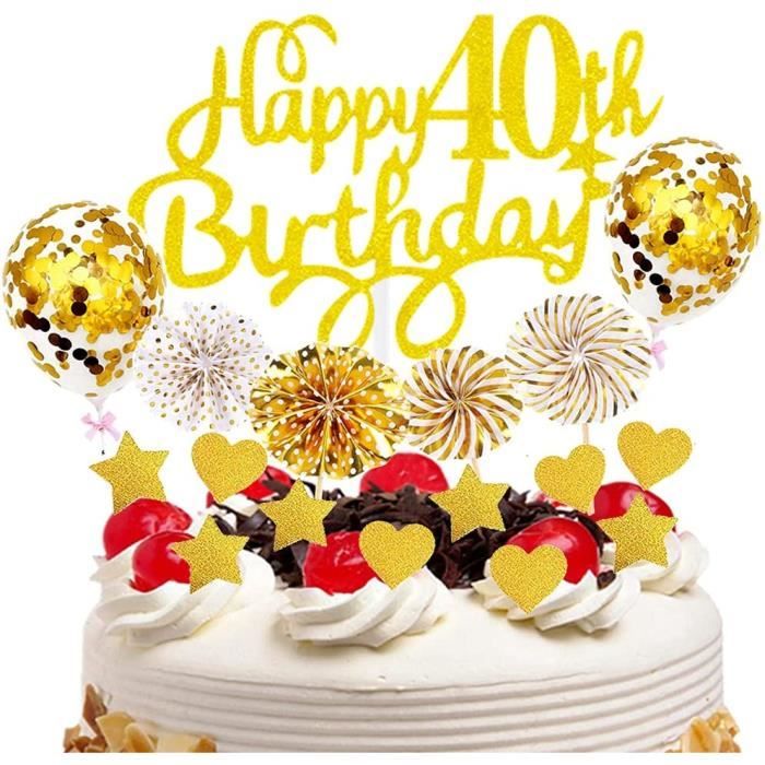 Gateau Toppers Anniversaire 40 Ans Femme Cake Topper Happy 40th Birthday Gateau Ballons Confettis Decoration De Gateau A Pa 358 Cdiscount Maison