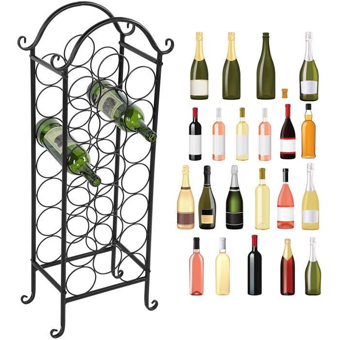 Porte Bouteille Mural En Fer Avec Porte-verre À Vin,Range Bouteille Avec Lumière LED,Etagere A Vin,Casier À Vin Métal,Casiers À Bouteille,Rangement
