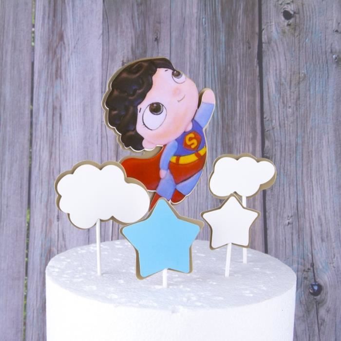 Decoration De Fete Decoration Gateau De Fete Super Heros Dessin Anime Decoration De Gateau D Anniversaire Pour Garcons Type Boy Cdiscount Maison