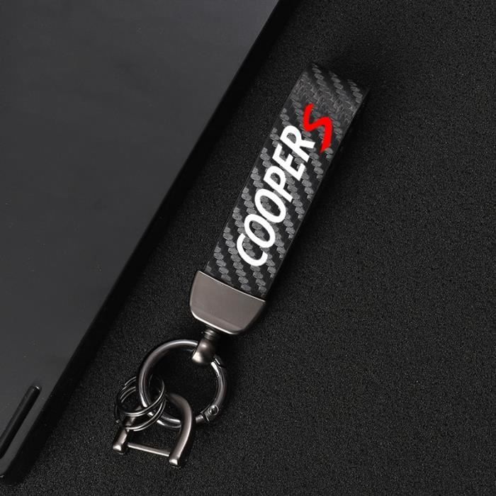 Porte clés cuir - COOPER - rouge / noir (rond)