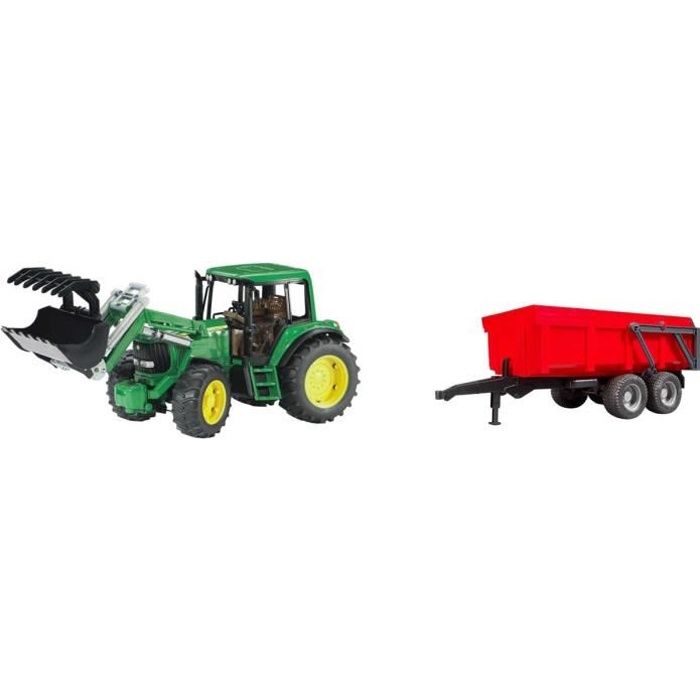 BRUDER Tracteur John Deere avec fourche et remorque - Cdiscount Jeux -  Jouets